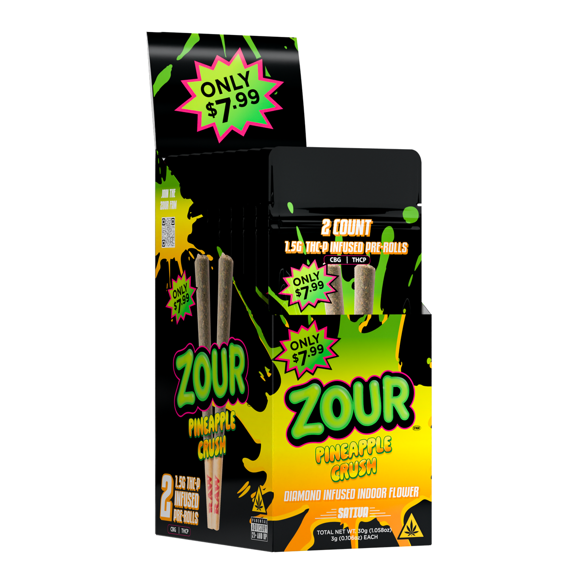 THCP PINEAPPLE CRUSH 2-PACK PREROLLS