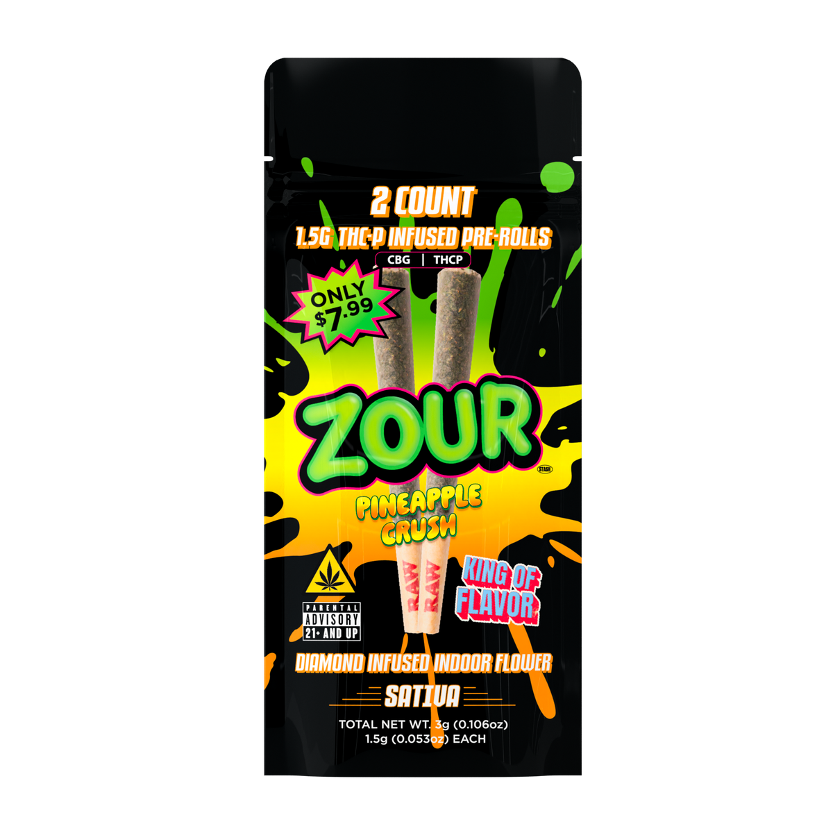 THCP PINEAPPLE CRUSH 2-PACK PREROLLS