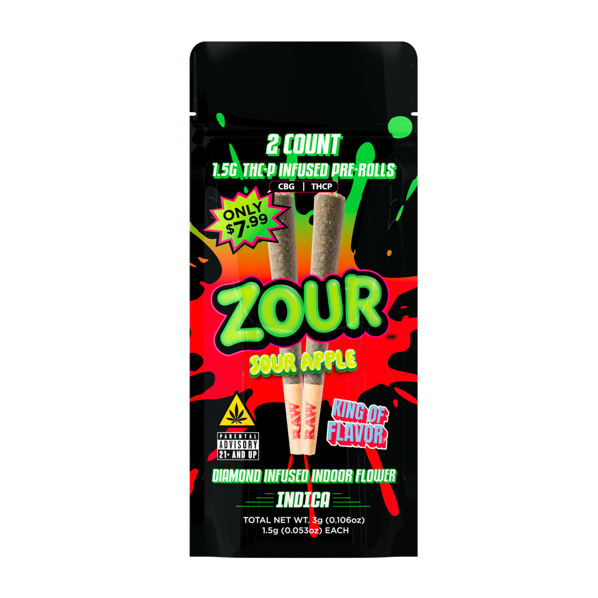 THCP SOUR APPLE 2-PACK PREROLLS