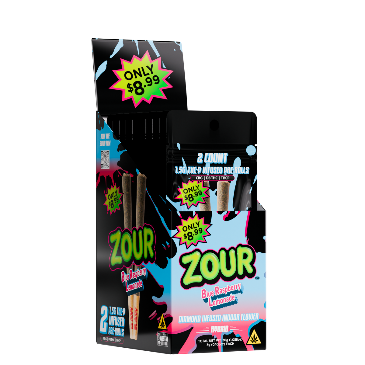THCP BLUE RASPBERRY LEMONADE 2-PACK PREROLLS