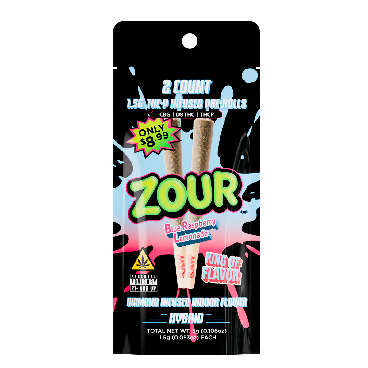 THCP BLUE RASPBERRY LEMONADE 2-PACK PREROLLS