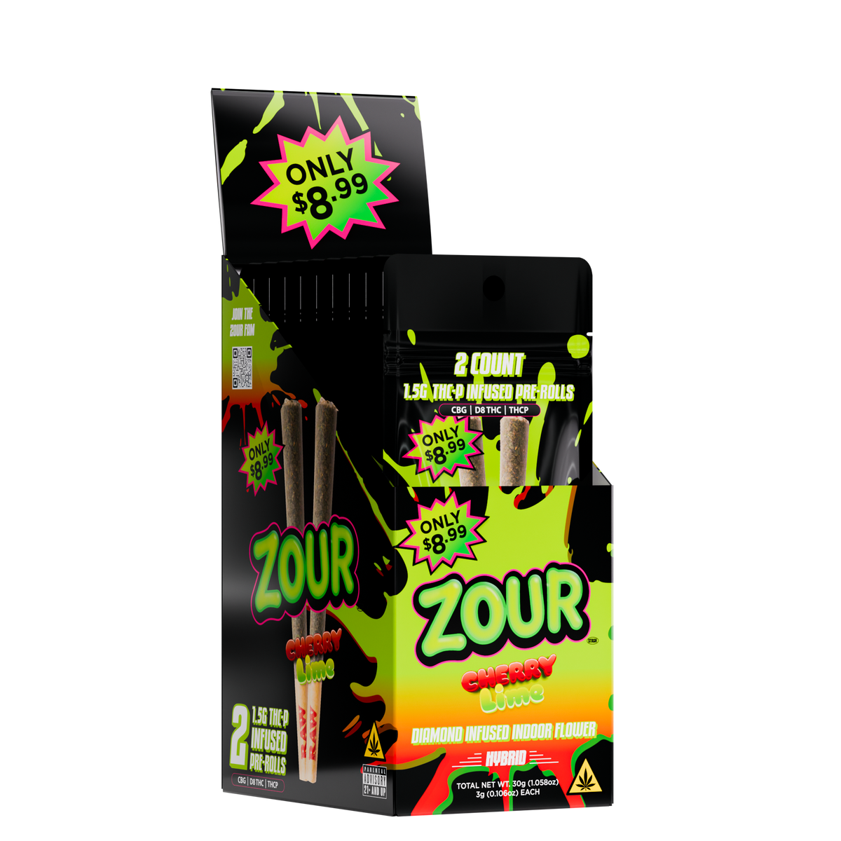 THCP CHERRY LIME 2-PACK PREROLLS
