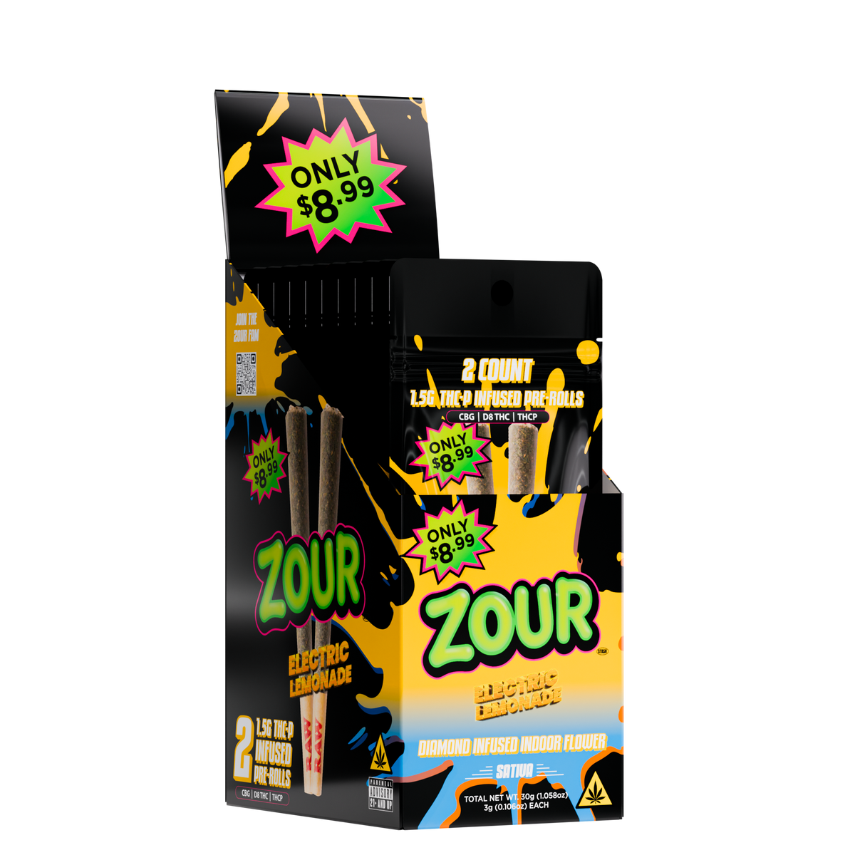 THCP ELECTRIC LEMONADE 2-PACK PREROLLS