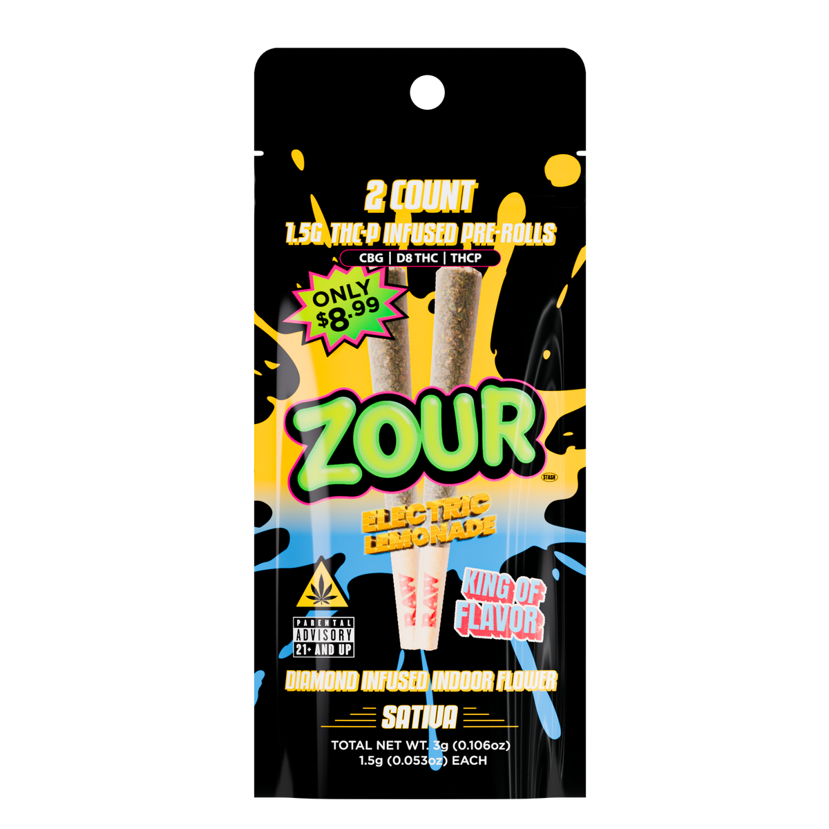 THCP ELECTRIC LEMONADE 2-PACK PREROLLS