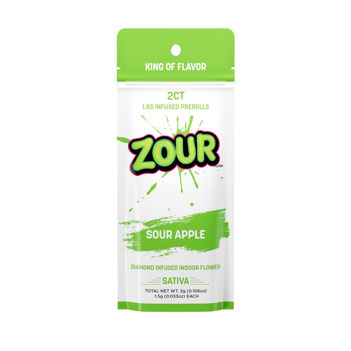 Tx 2CT SOUR APPLE DIAMOND INFUSED PREROLLS
