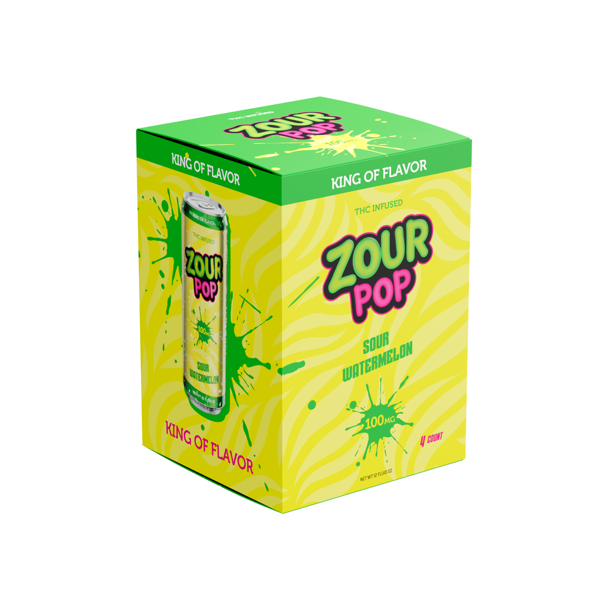 4pk Zour Pop Sour Watermelon 100mg THC Drinks