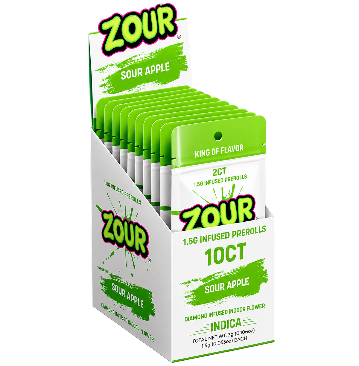 Tx 2CT SOUR APPLE DIAMOND INFUSED PREROLLS